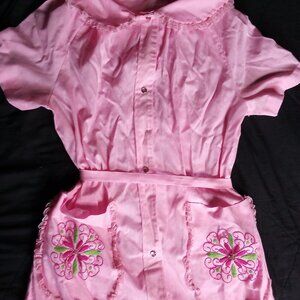 Vintage Deena Floral Embroidered Lace Pearl Snap Prairie Dress